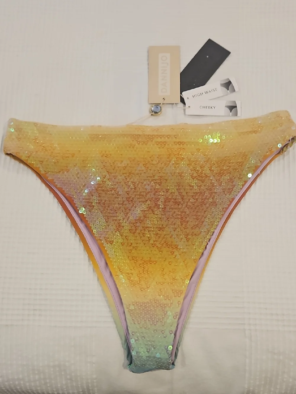 Gianni Bini x Dannijo Frida High Waist/Leg Cheeky Swim Bottom: Ombre Multi:‎ L